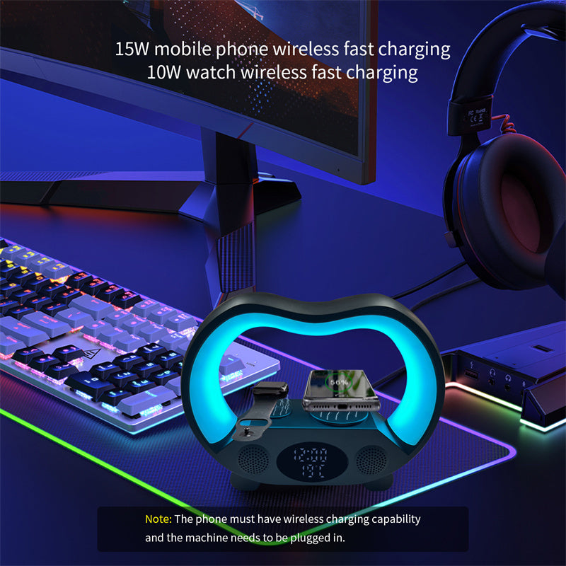 2024 New 6 In 1 Smart Remote Control Bluetooth Ambience Intelligent LED Table Lamp Multi-function Wireless Charger Night Light Bluetooth Speaker - Ectron Online