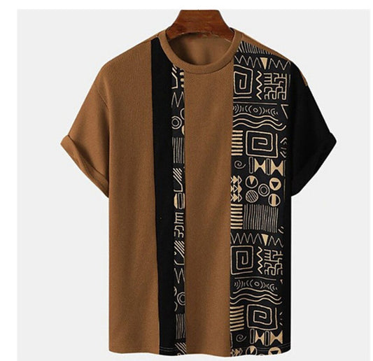 Men's Colorblock Round Neck Casual Fashion T-Shirt
