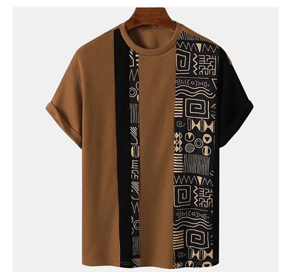 Men's Colorblock Round Neck Casual Fashion T-Shirt