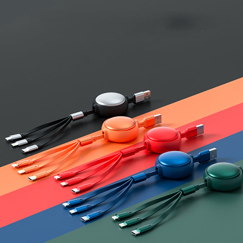 3 In1 USB Cable Micro USB Type C Cable 3 In 1 2.4A Retractable USB C Charging Cable - Ectron Online