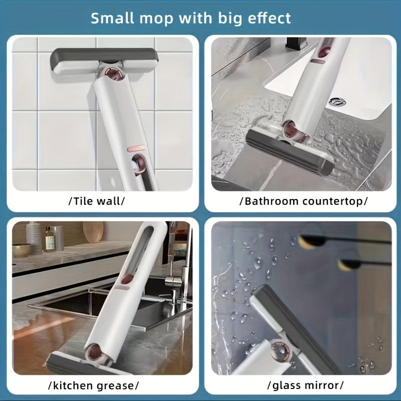 New Portable Self-NSqueeze Mini Mop, Lazy Hand Wash-Free Strong Absorbent Mop Multifunction Portable Squeeze Cleaning Mop Desk Window Glass Cleaner Kitchen Car Sponge Cleaning Mop Home Cleaning Tools - Ectron Online