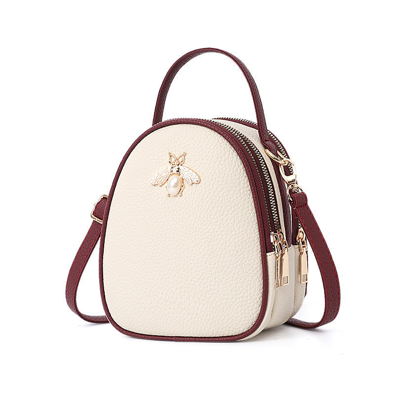Shoulder Bag Women's New Bee Mini Three-layer Zipper Backpack
