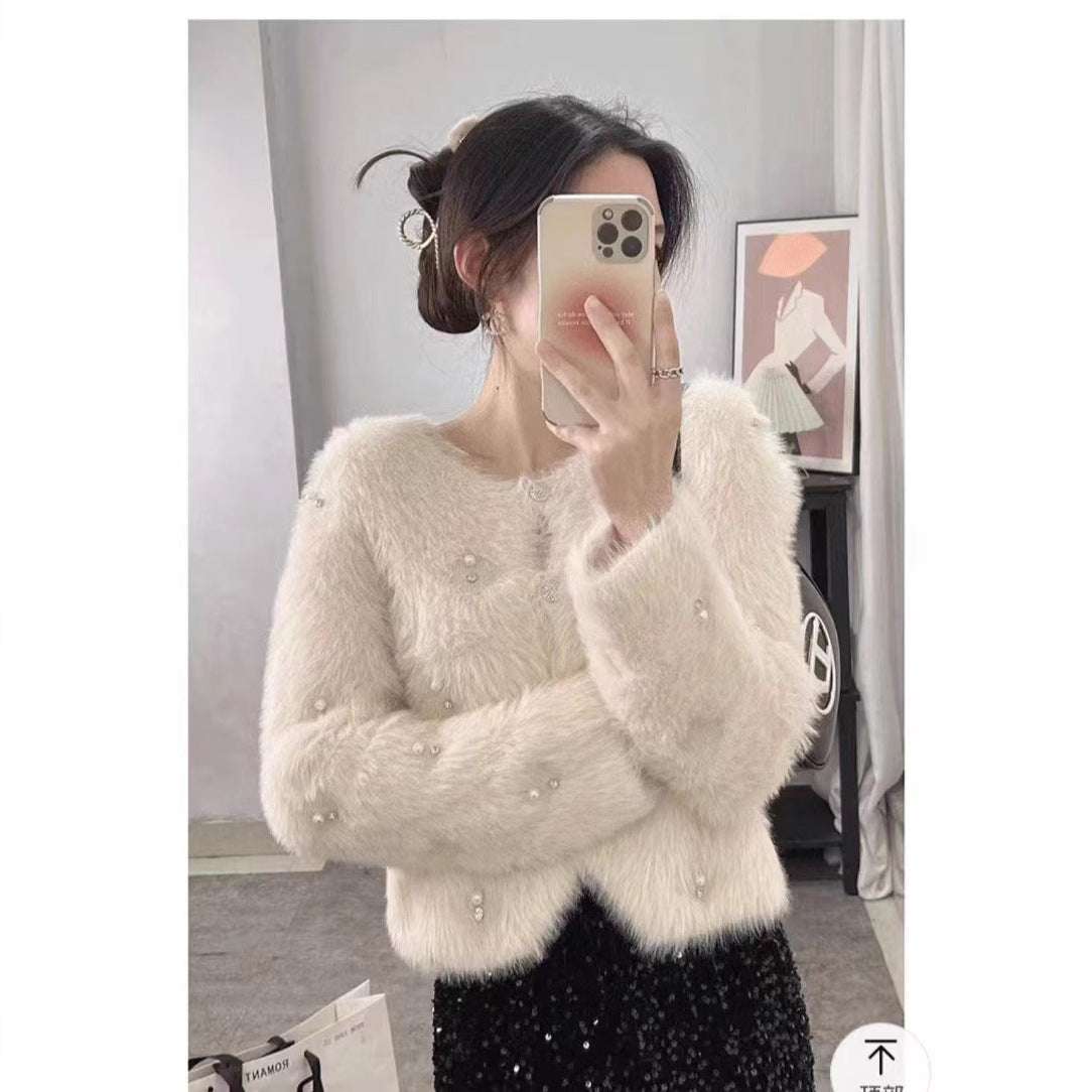 Short Temperamental Diamond Cardigan Autumn And Winter New Beaded Sweater