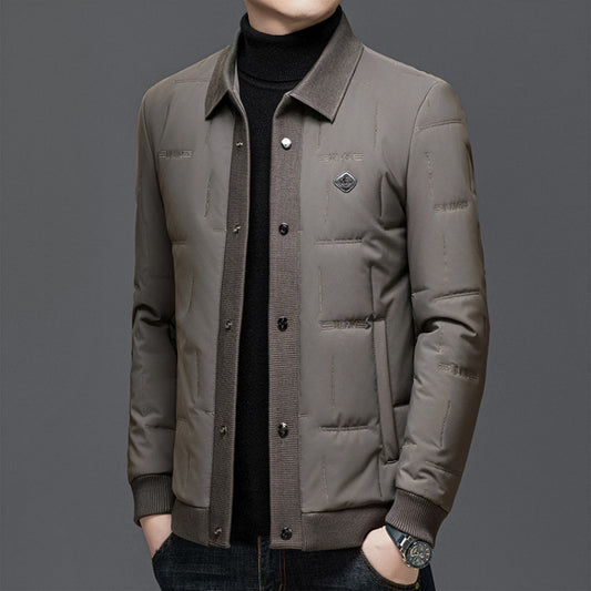 Padded Lapel Coat with Round Hem