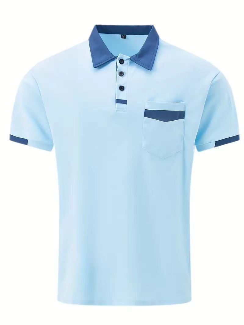 Men’s Colour Block Polo – Pocket Sports Casual Short Sleeve Men's Color Matching Pocket Polo Shirt S | Ectron Online