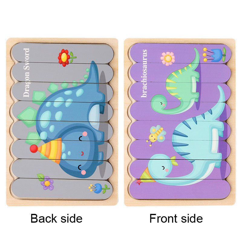 Wooden Creative Strip Puzzle Children's Educational Early Childhood Enlightenment Cognitive Cartoon Animal Puzzle Board Toys - Ectron Online
