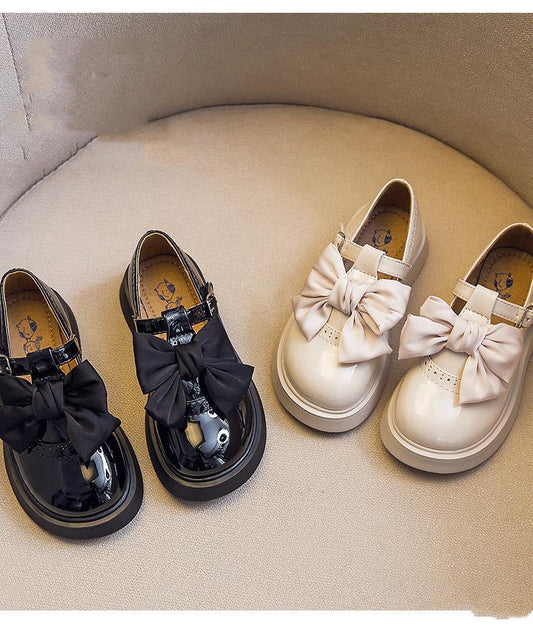 Girls' Black Leather Soft Sole British Shoes Girls' Single Shoes Black Leather Soft S | Ectron Online