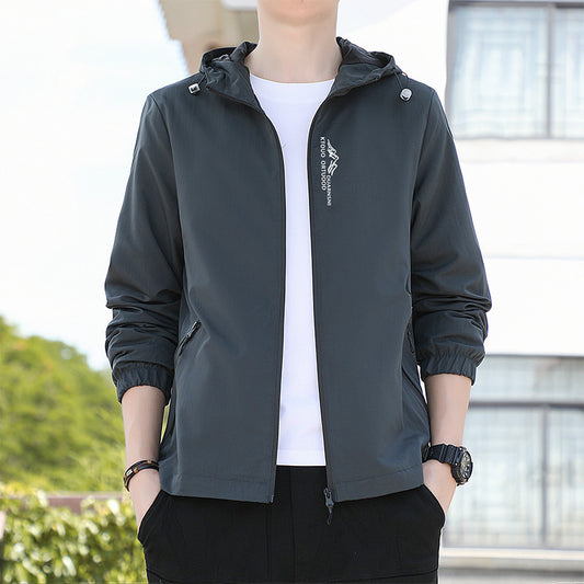 Men's Loose Fit Zipper Hooded Jacket Breathable Quick-drying Loose Elastic Zi | Ectron Online