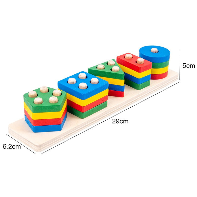 Montessori geometric shape column matching block assembly for children's enlightenment early education toys for boys and girls a - Ectron Online