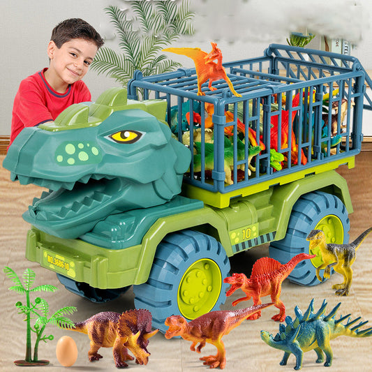 Dinosaur Transporter Children's Toy Set Boy Tyrannosaurus Rex Triceratops Car Solid Dinosaur Fall Resistant - Ectron Online