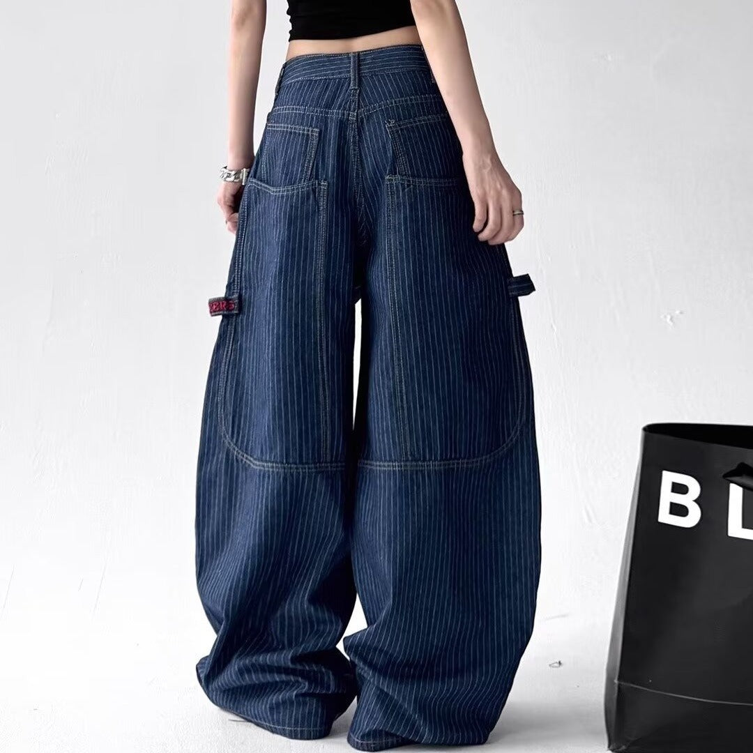 Spring And Autumn High Waist Loose And Slimming Drooping Straight Mop Pants