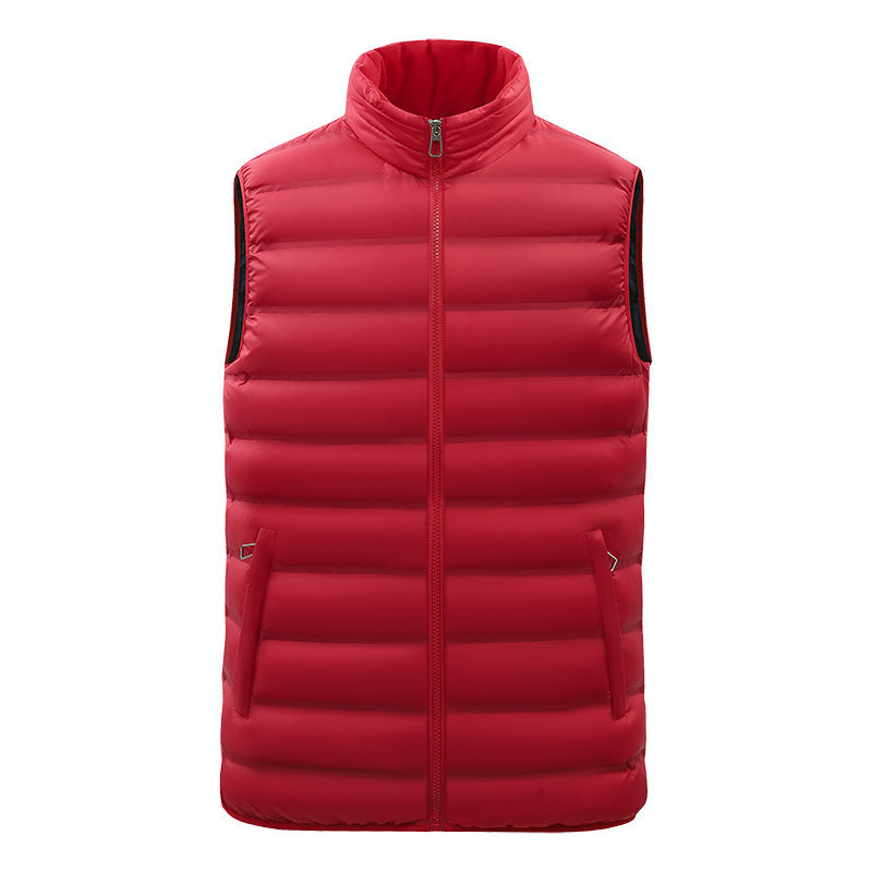 Red puffer vest on a white background