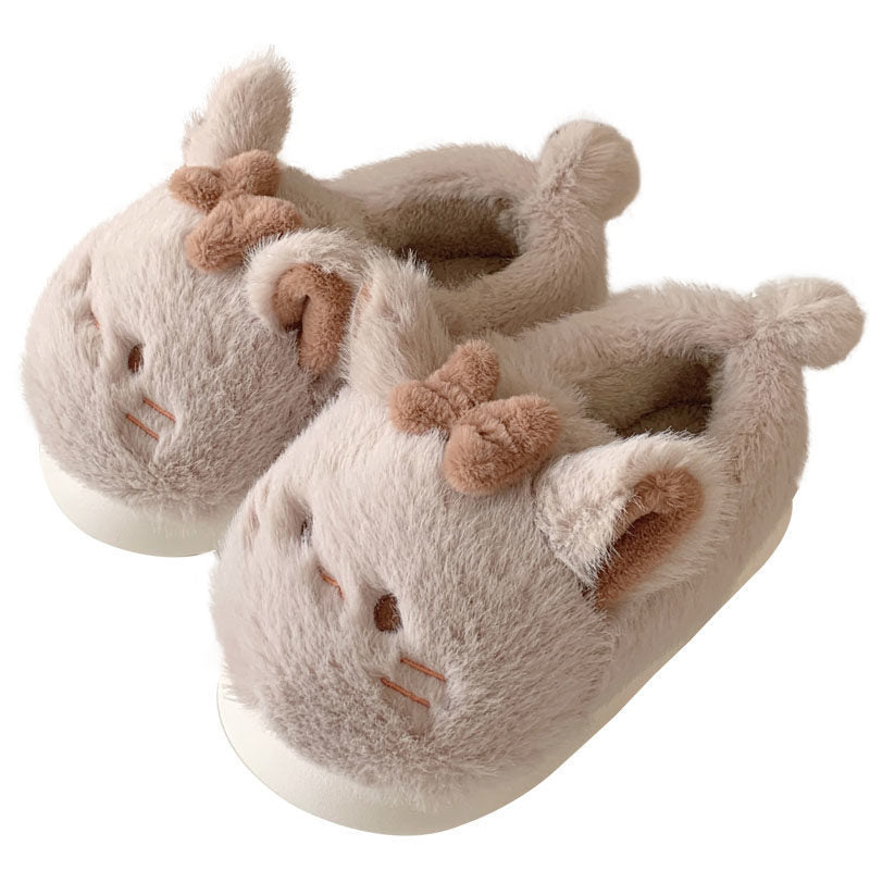 Cute Girl Heart Cartoon Cat Cotton Slippers