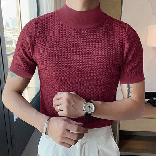 Men’s Turtleneck Knitted Shirt – Solid Colour Base Layer Men's Fashionable Simple Turtleneck Soli | Ectron Online