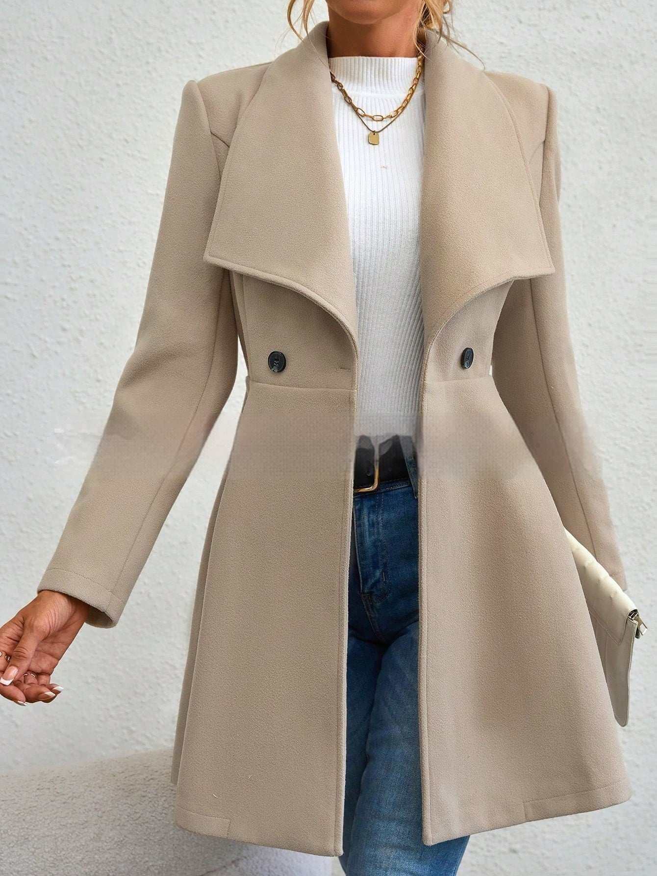 Women's Long Slim Fit Lapel Coat Women's Coat Slim Fit Long Fashion Lapel | Ectron Online