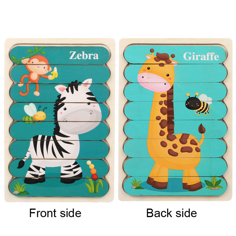 Wooden Creative Strip Puzzle Children's Educational Early Childhood Enlightenment Cognitive Cartoon Animal Puzzle Board Toys - Ectron Online