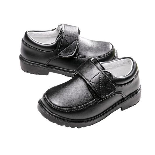 Boys' Black British Style Velcro Leather Shoes Boys Black Student Velcro British Leathe | Ectron Online