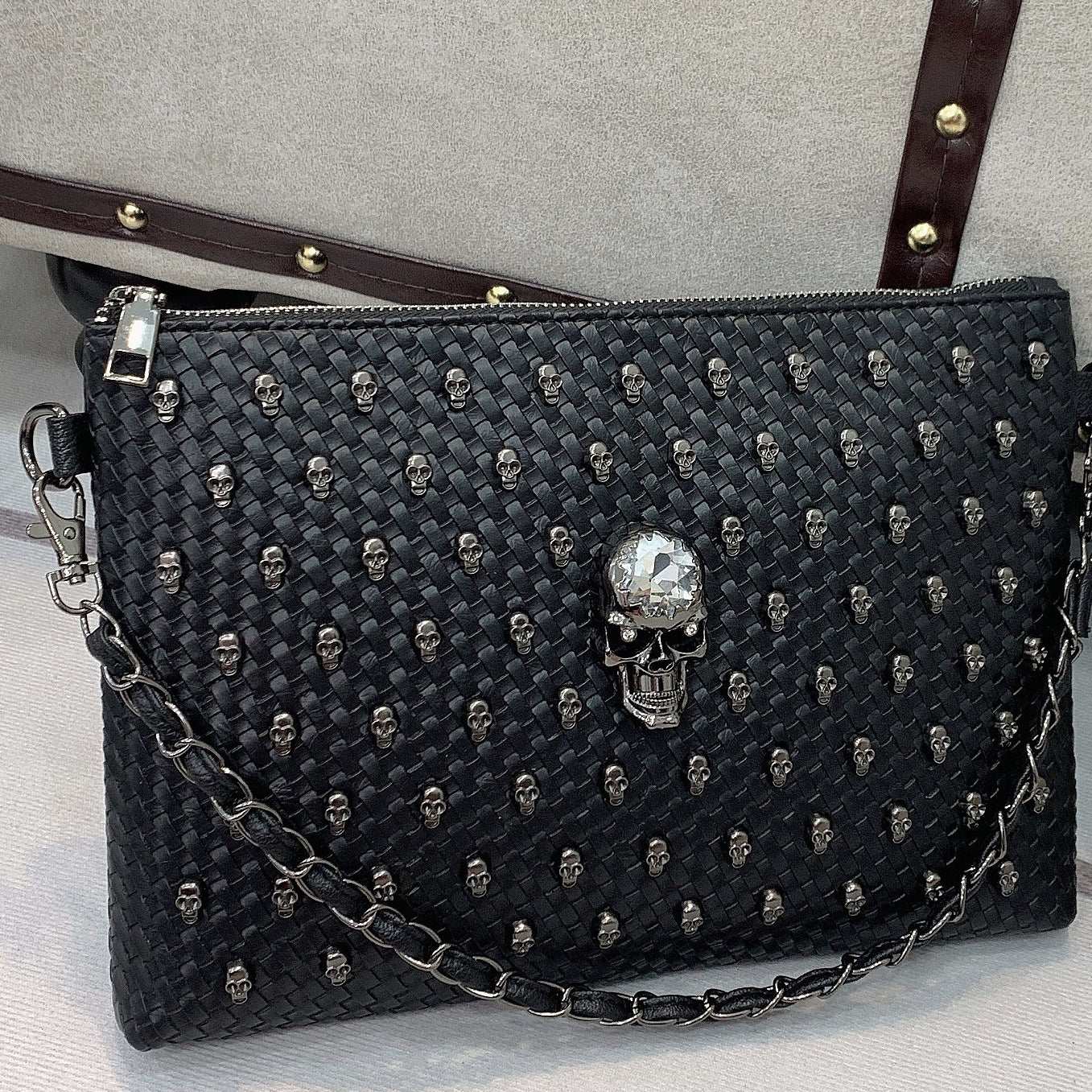 Inclined Span Of Large Capacity Rivet Clutch Bag