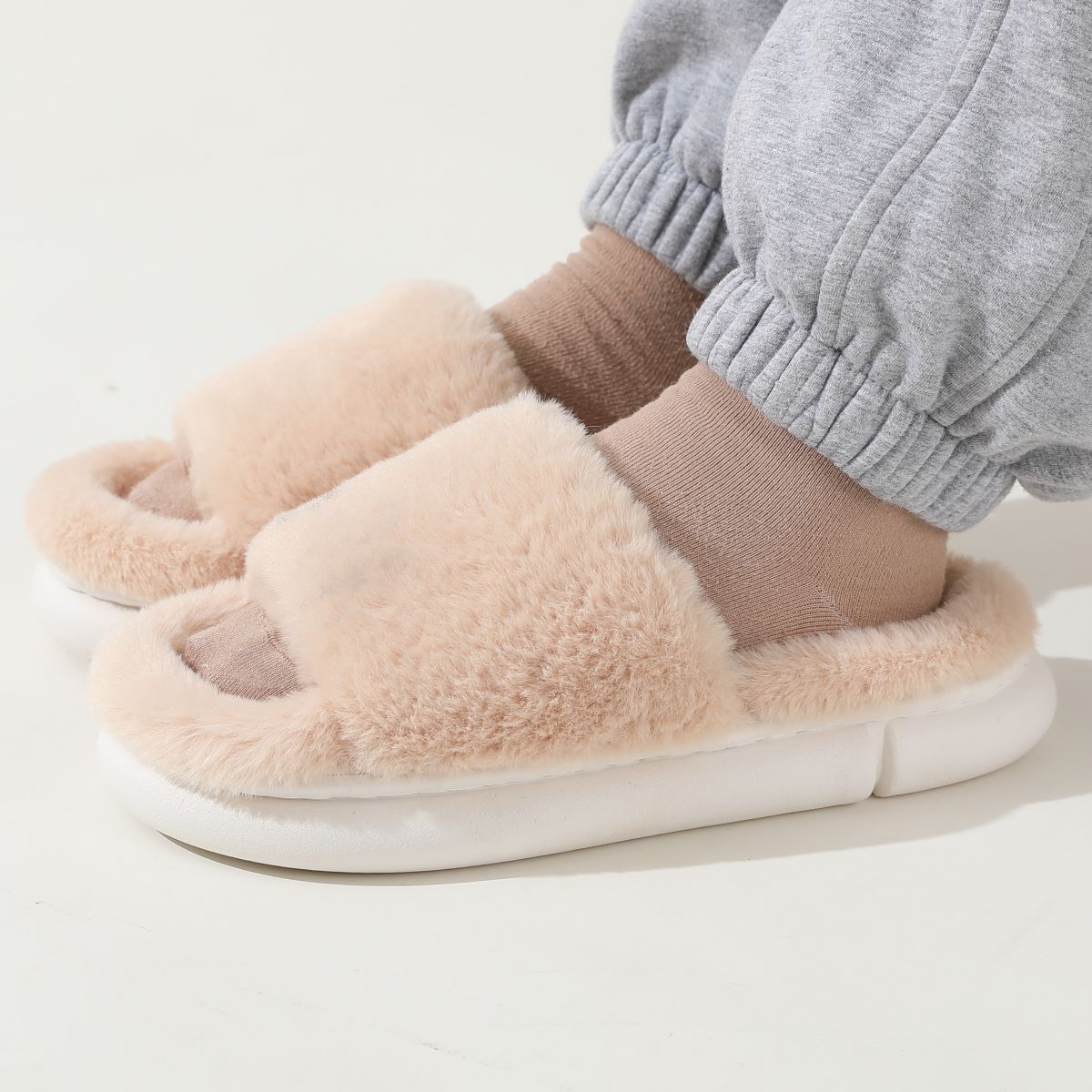 Fairy Style Thick-soled Eva Fluffy Slippers Women's Outer Wear