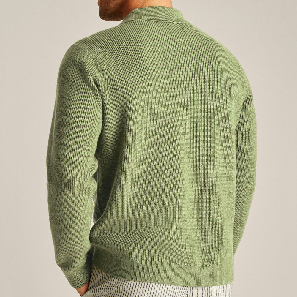 Men's High-Density Sweater with Shirt Collar