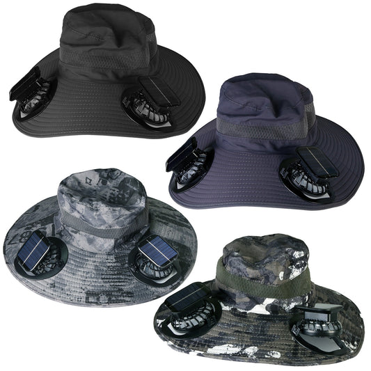 Solar Powered Sun Hat with Dual Fans - Rechargeable & UPF 50+