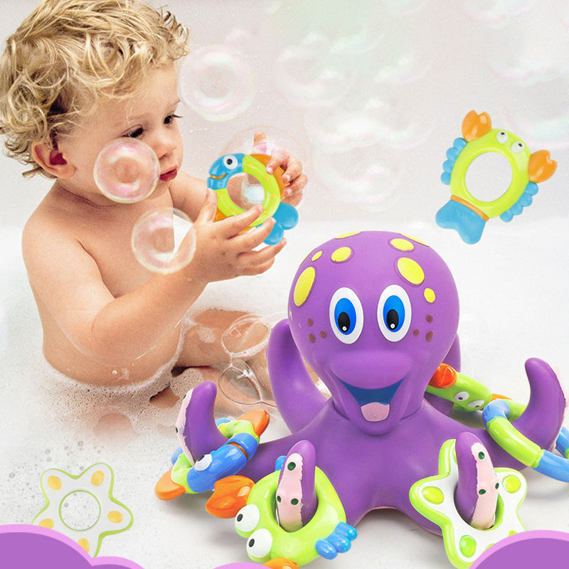 Children's Puzzle Octopus Throwing Circle Small Octopus Squid Bathing and Playing in Water Octopus Pond Glue Toy - Ectron Online