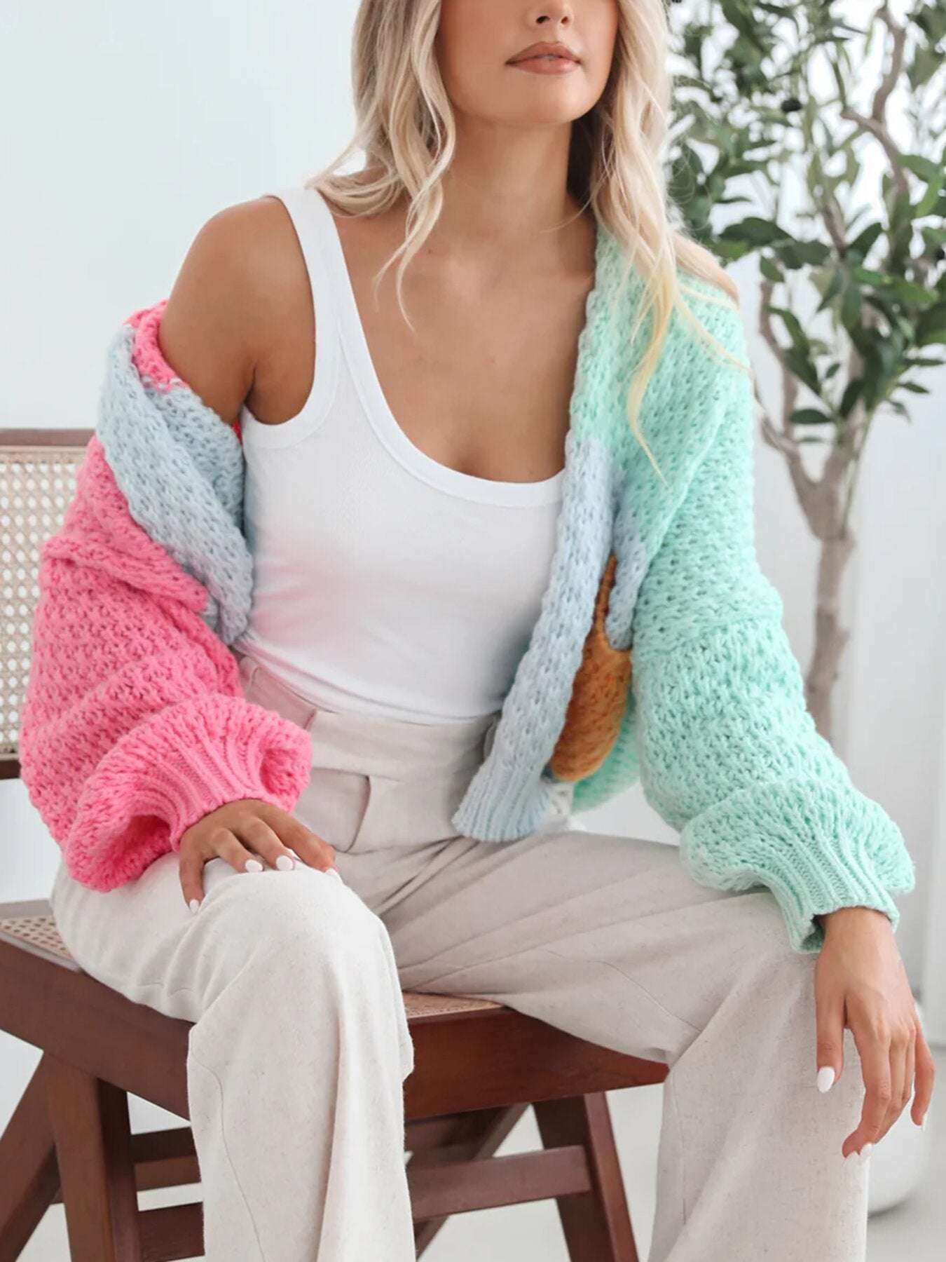 Idle Style Knitted Pocket Sweater Cardigan Coat