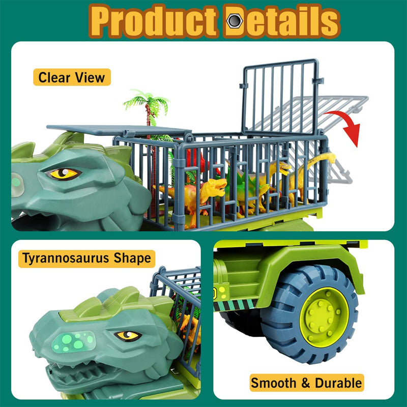 Dinosaur Transporter Children's Toy Set Boy Tyrannosaurus Rex Triceratops Car Solid Dinosaur Fall Resistant - Ectron Online