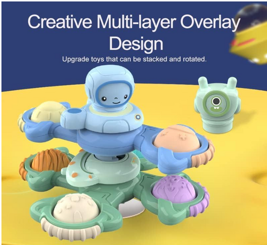 Fun press able suction cup rotating Le detachable stacked astronaut children's fingertip gyroscope baby early education toy - Ectron Online