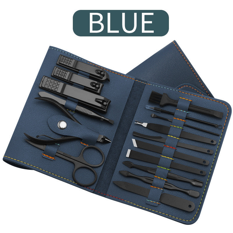 16pcs set Nail Clipper Cutter Trimmer Ear Pick Grooming Kit Manicure Set Pedicure Toe Nail Art Tools Set Kits with Bag - Ectron Online
