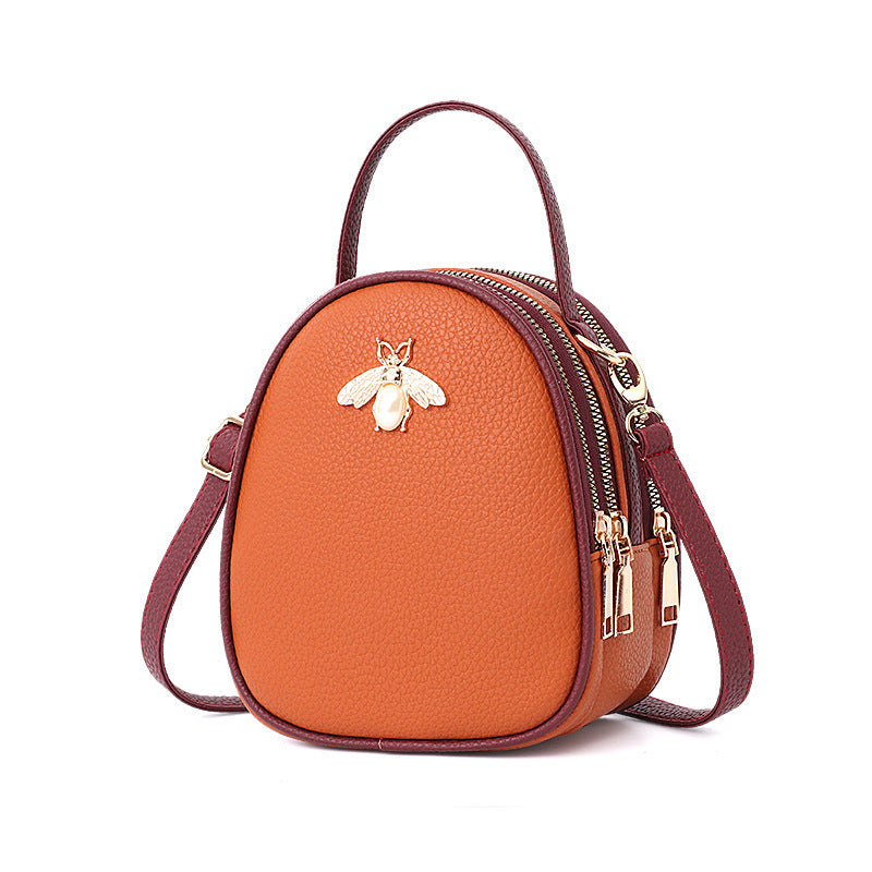 Shoulder Bag Women's New Bee Mini Three-layer Zipper Backpack