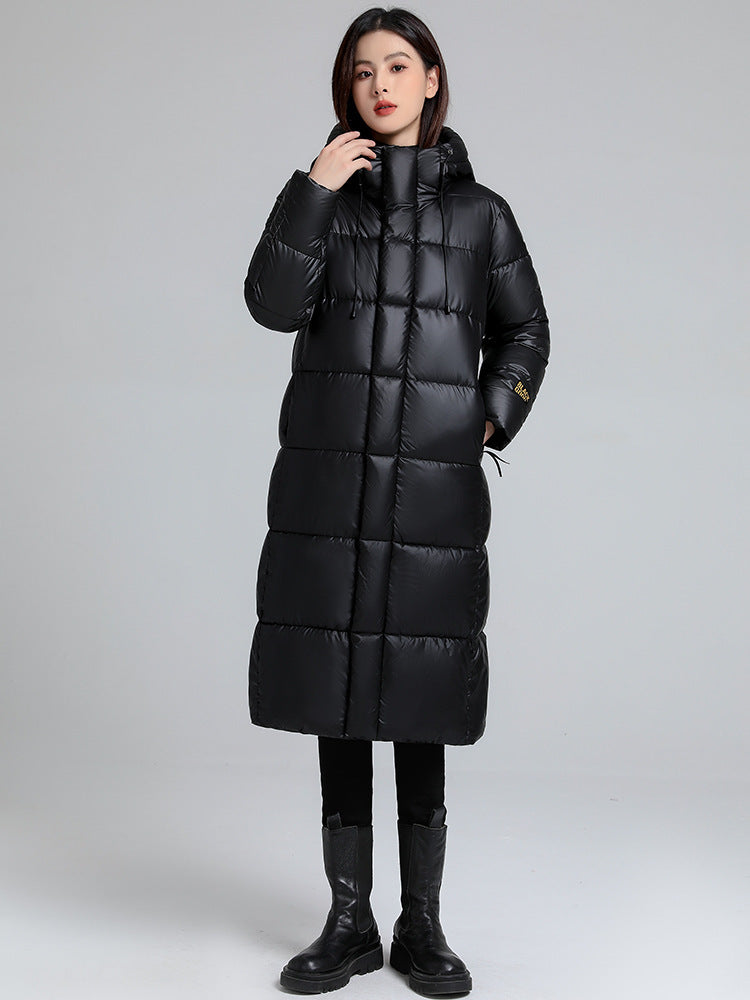 Women's Long Self-Heating Graphene Hooded Padded Jacket
