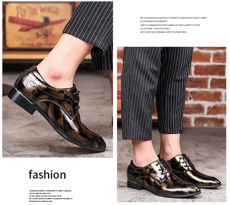 Trends pointed men's leather shoes barber large size fashion men's shoes