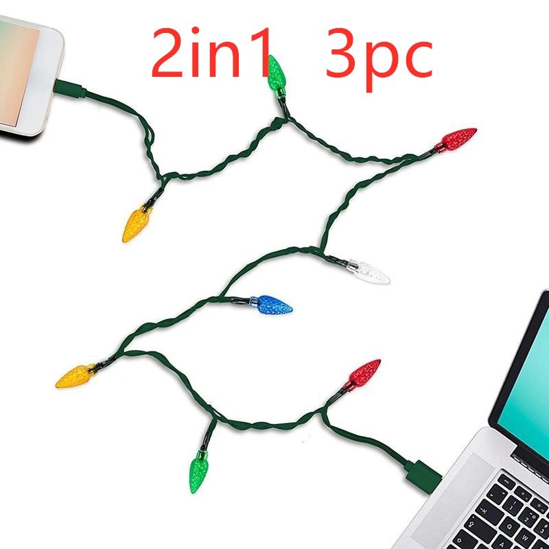 Merry Christmas Light Led Usb Charging Cable Charger Cord With LED Lights For Room Decoration Night Light Micro USB Type-C Port - Ectron Online