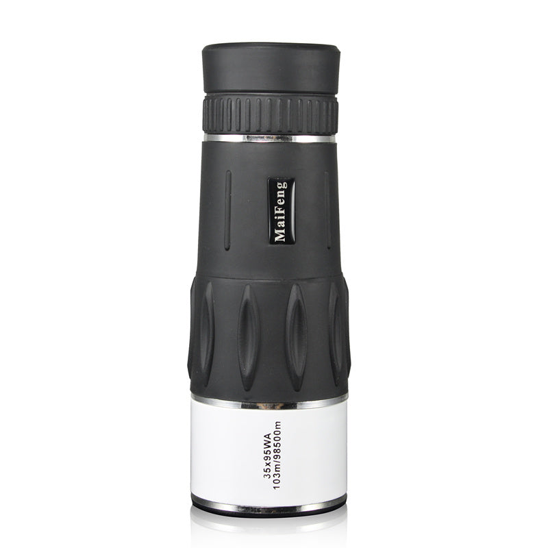 Black and white monocular with 'Maikeng' branding on a white background