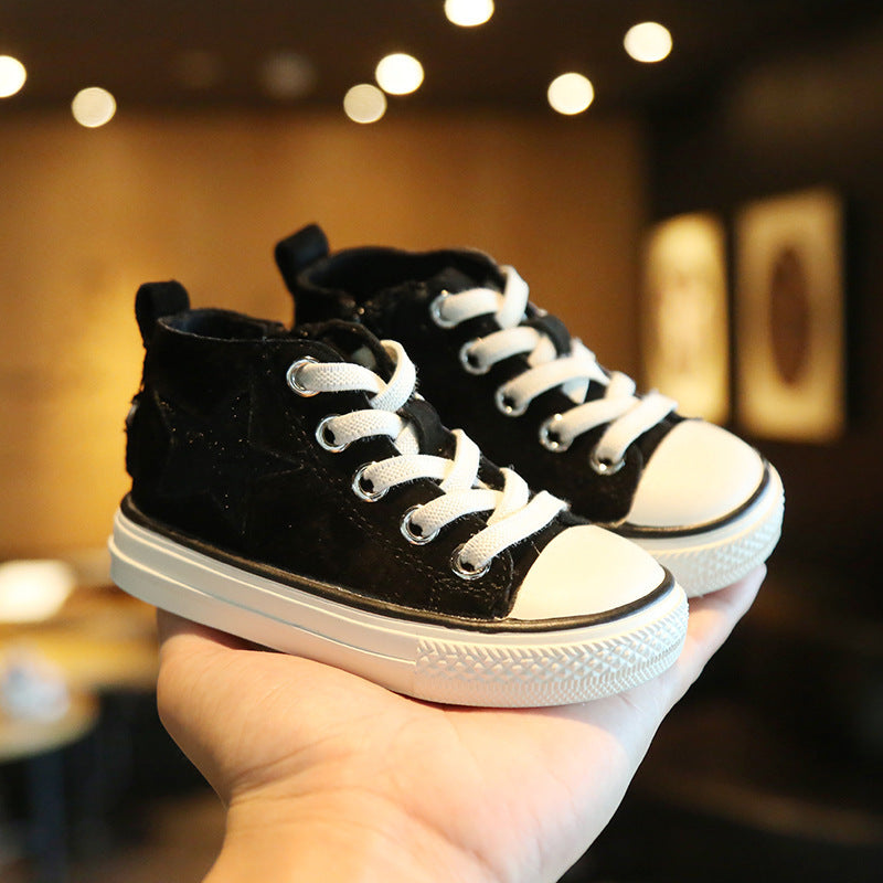 Baby high-top leopard print canvas shoes