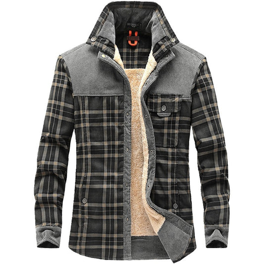 Military Style: Men's Plaid Fleece Jacket for Winter Jackets & Outerwear for Men | Ectron Online