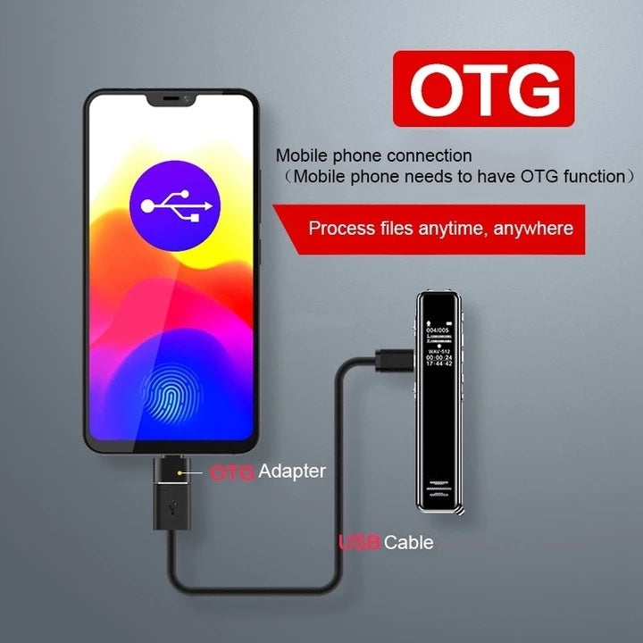 Smartphone with OTG adapter and cable on a gray background
