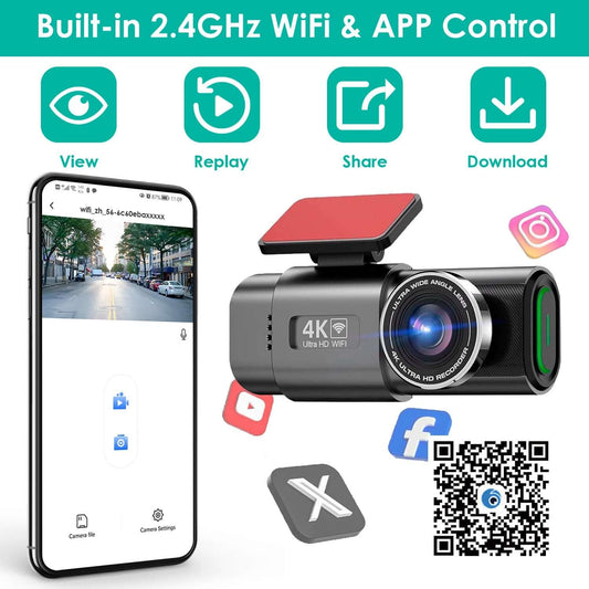 Mini 4K WiFi Car Dash Cam 1Pc 4K 1080P Car Dash Cam 2.4GHz WiFi Ca | Ectron Online
