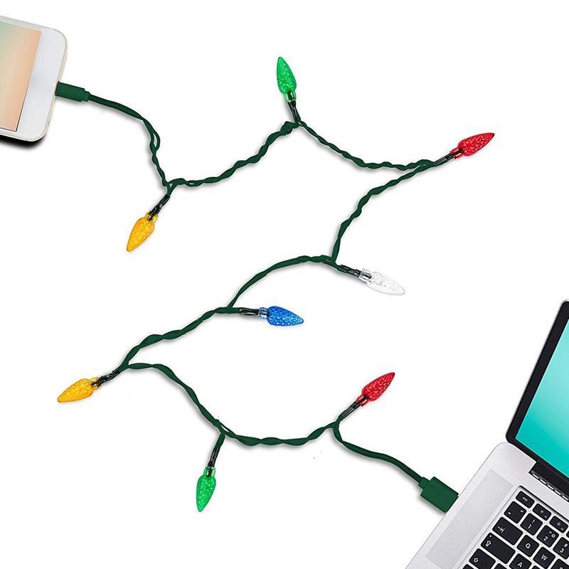 Merry Christmas Light Led Usb Charging Cable Charger Cord With LED Lights For Room Decoration Night Light Micro USB Type-C Port - Ectron Online