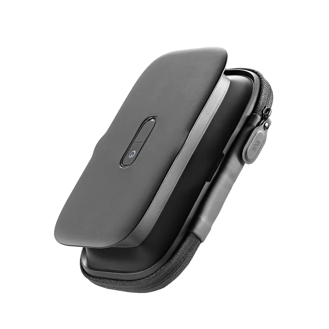 Black flip phone case on a white background