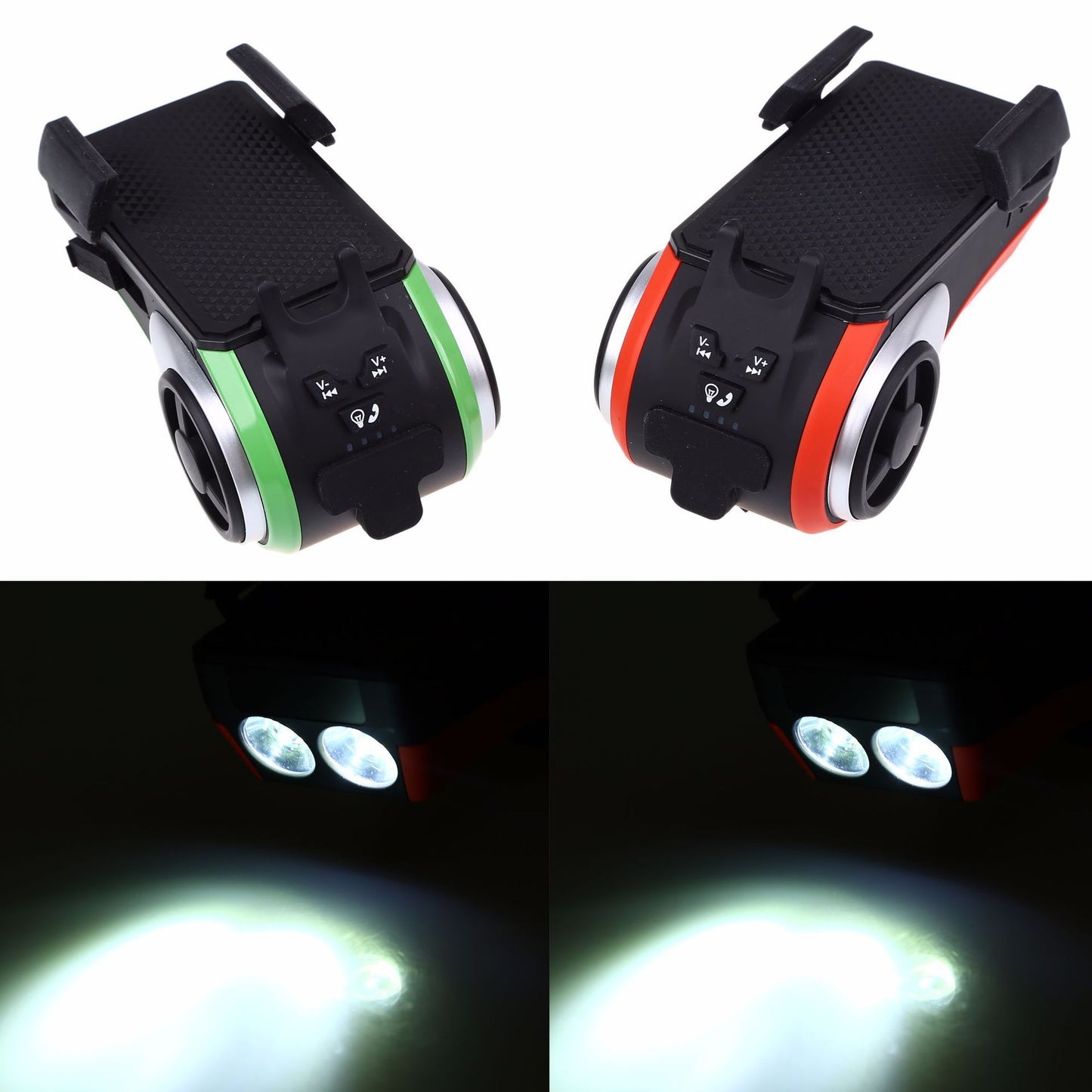 5 In 1 Double LED Bicycle Light Bluetooth Audio MP3 Player Speaker Charging Power Bank Ring Bell Bicycle Phone Holder - Ectron Online