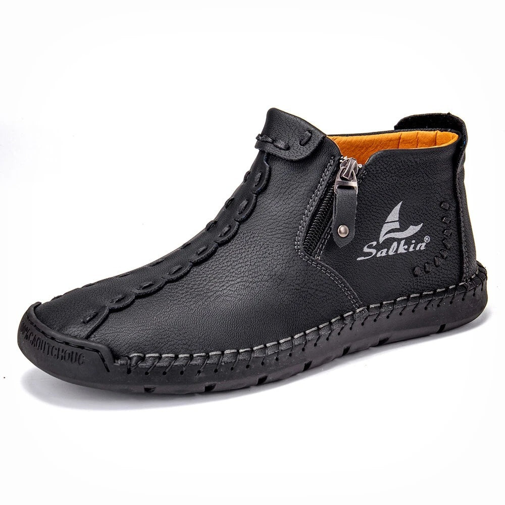 Middle Cut Outdoor Martin Boots Handmade Large Size Zipper Set Foot Men's Boots