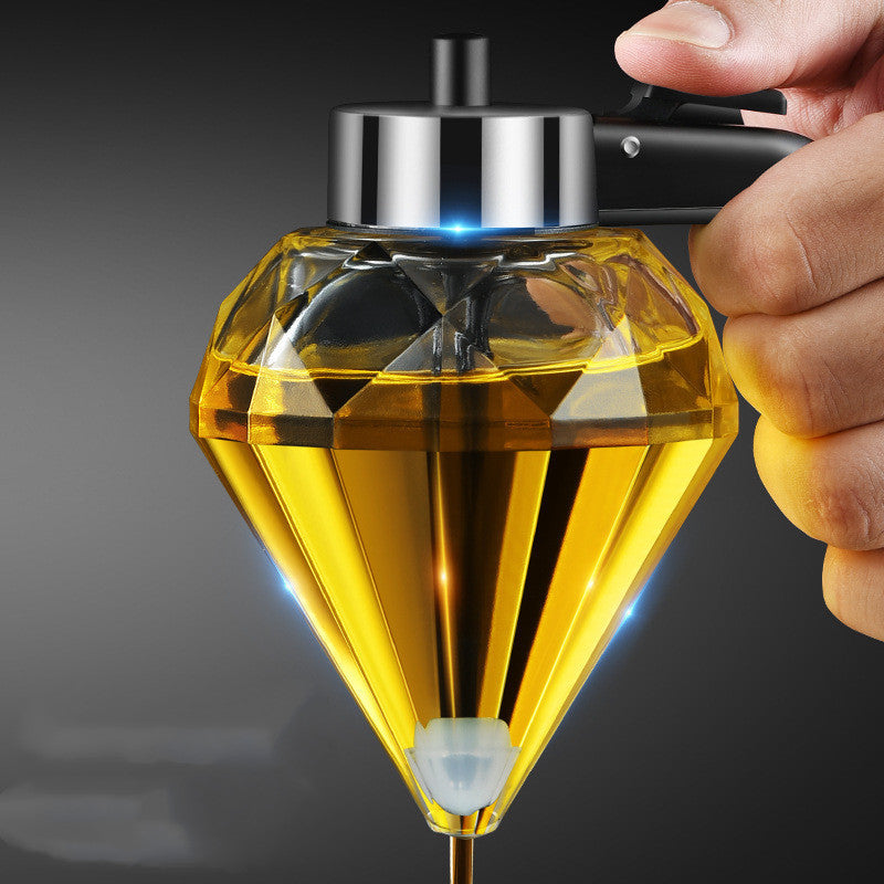 Diamond Glass Oil Jug Exquisite Press Type Diamond Oil Jug Visible Color Transparent Oil Storage Can Multi-Purpose Kitchen Tool