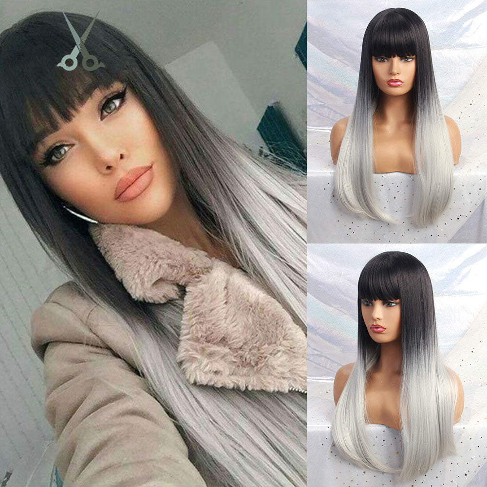 Gradient Dyeing Long Section Bleached Long Straight Hair - Ectron Online