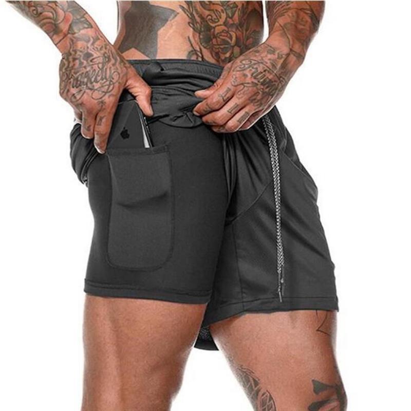 Running Shorts Men 2 In 1 Double-deck Quick Dry GYM Fitness Jogging Workout Pants