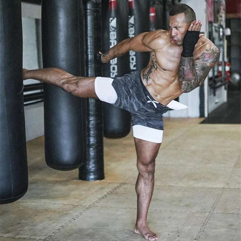 Running Shorts Men 2 In 1 Double-deck Quick Dry GYM Fitness Jogging Workout Pants