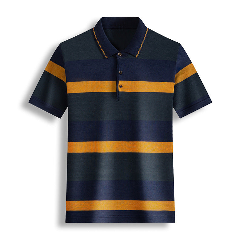 Colorblock Men's Short Sleeved Striped T Shirt