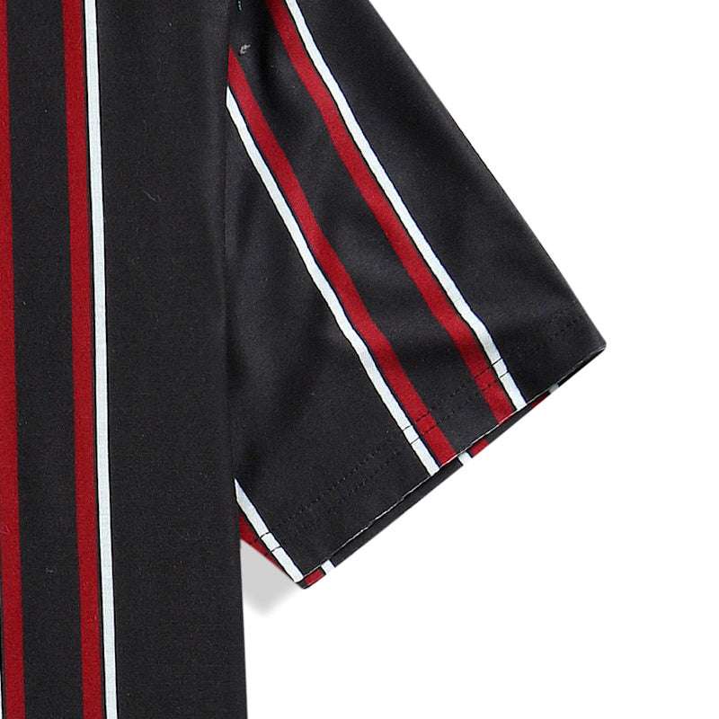 Camiseta de Color contrastante para hombre, camisa informal de verano con cuello redondo de manga corta a rayas verticales, ropa deportiva para hombre
