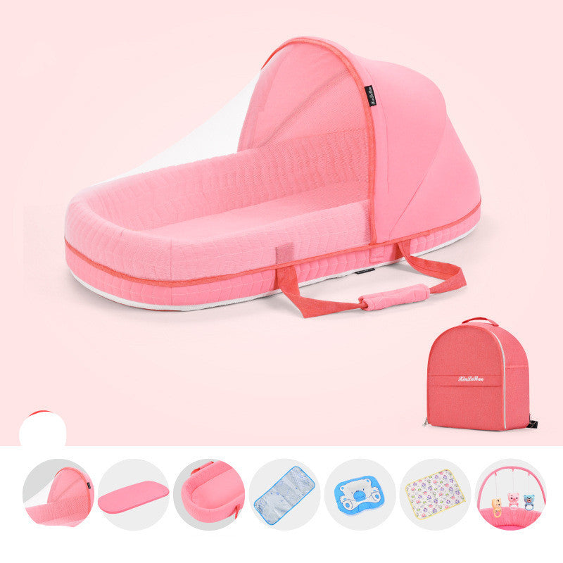 Baby Crib Multifunctional Folding Newborn Nest Toddler Bed Portable Sun Protection Mosquito Net Infant Camping Bed Travel Cot - Ectron Online